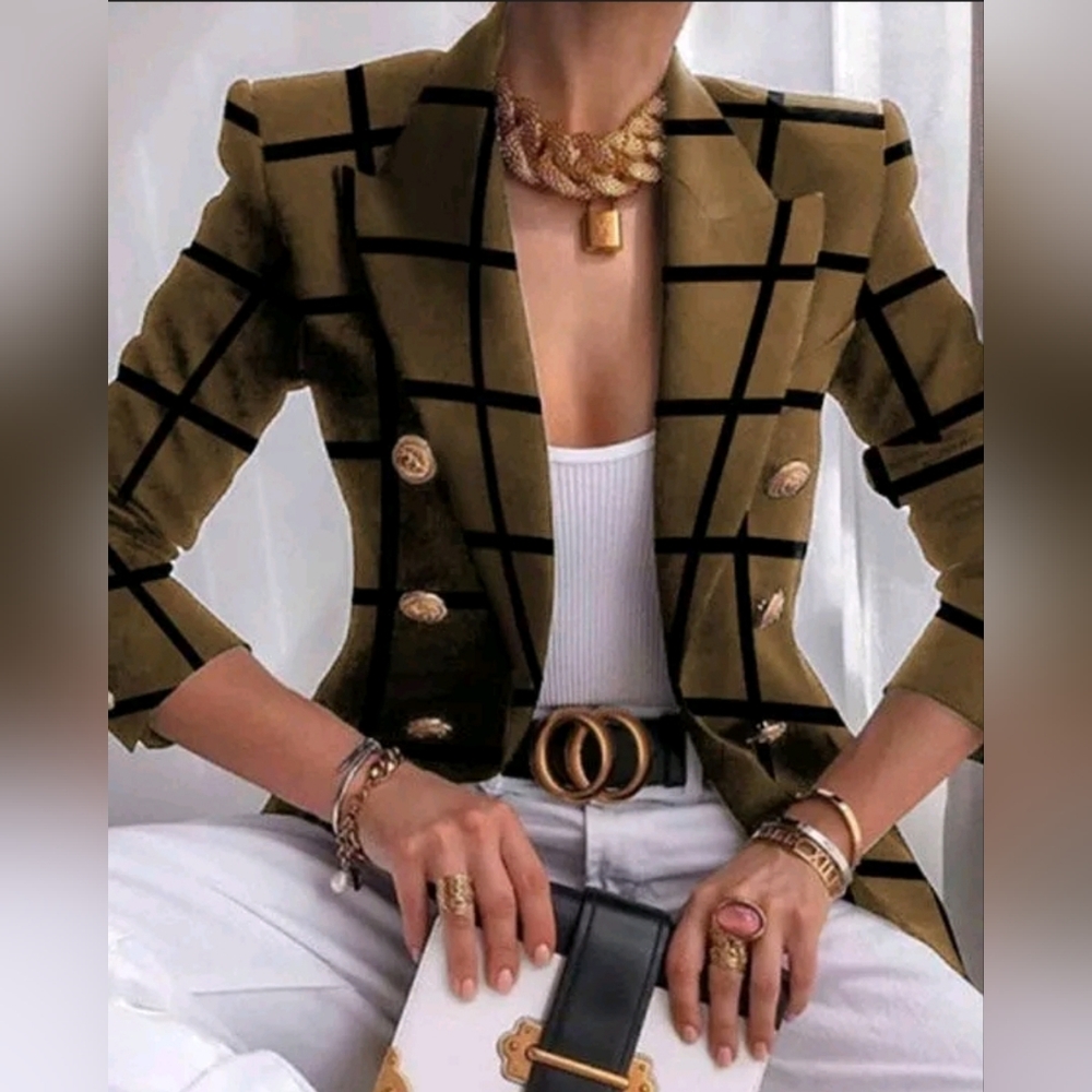Vintage Plaid Classy Suit Blazer Size small NEW!